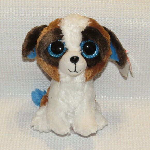 TY Beanie Boos Duke The St. Bernard  Dog 6" Plush TY Silk Big Blue Glitter Eyes - Picture 1 of 5